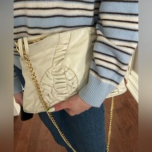 Badgley Mischka Ivory Shoulder Bag with Gold Chain